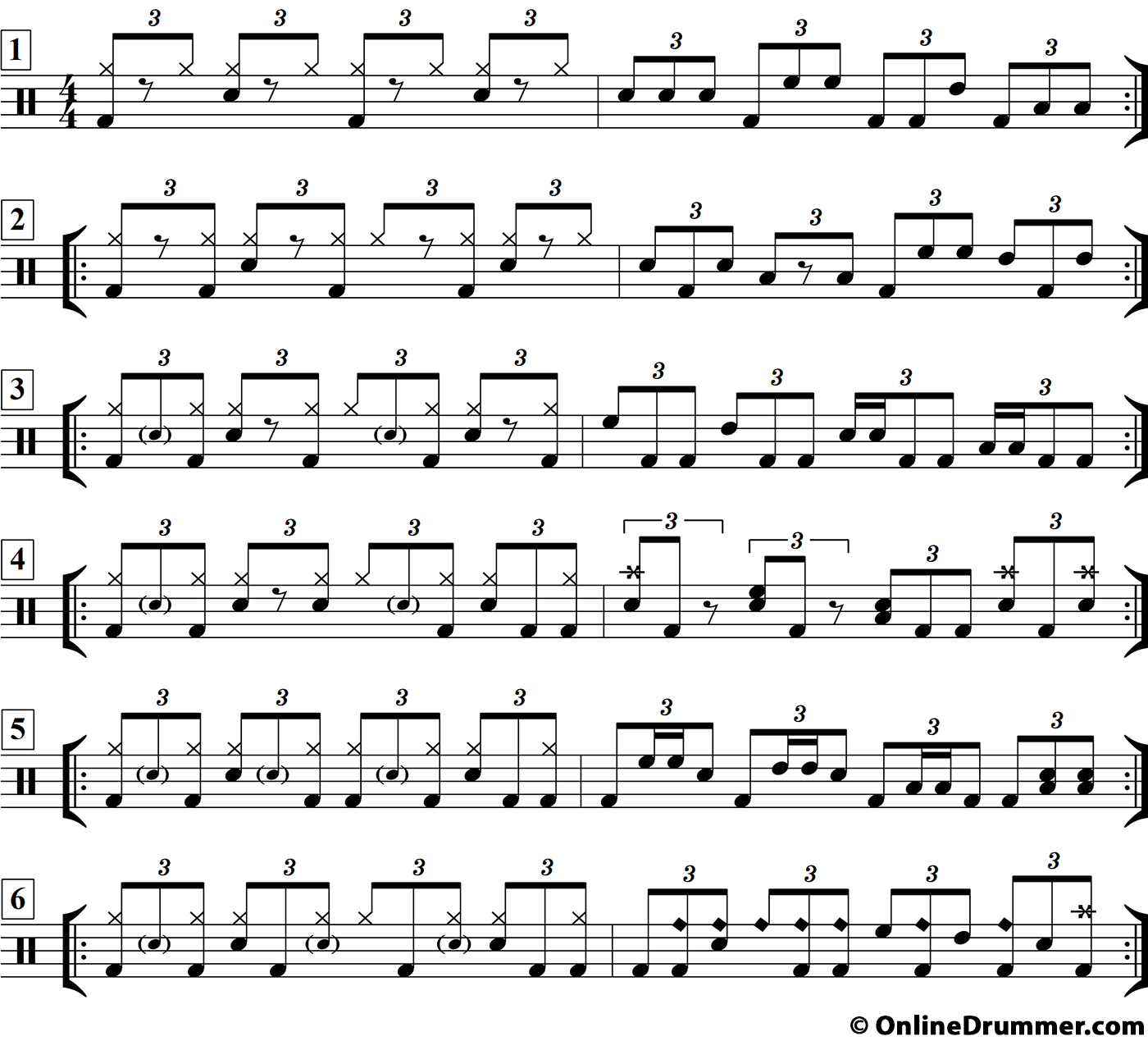 Six Choice Shuffle Drum Beats & Fills