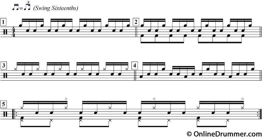 Simple Swing Sixteenths - Drum Fills