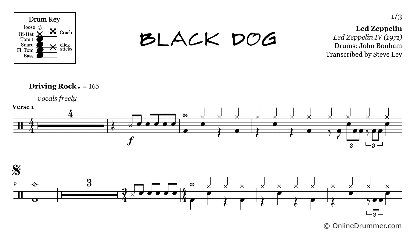 Black Dog - Led Zeppelin - Drum Sheet Music