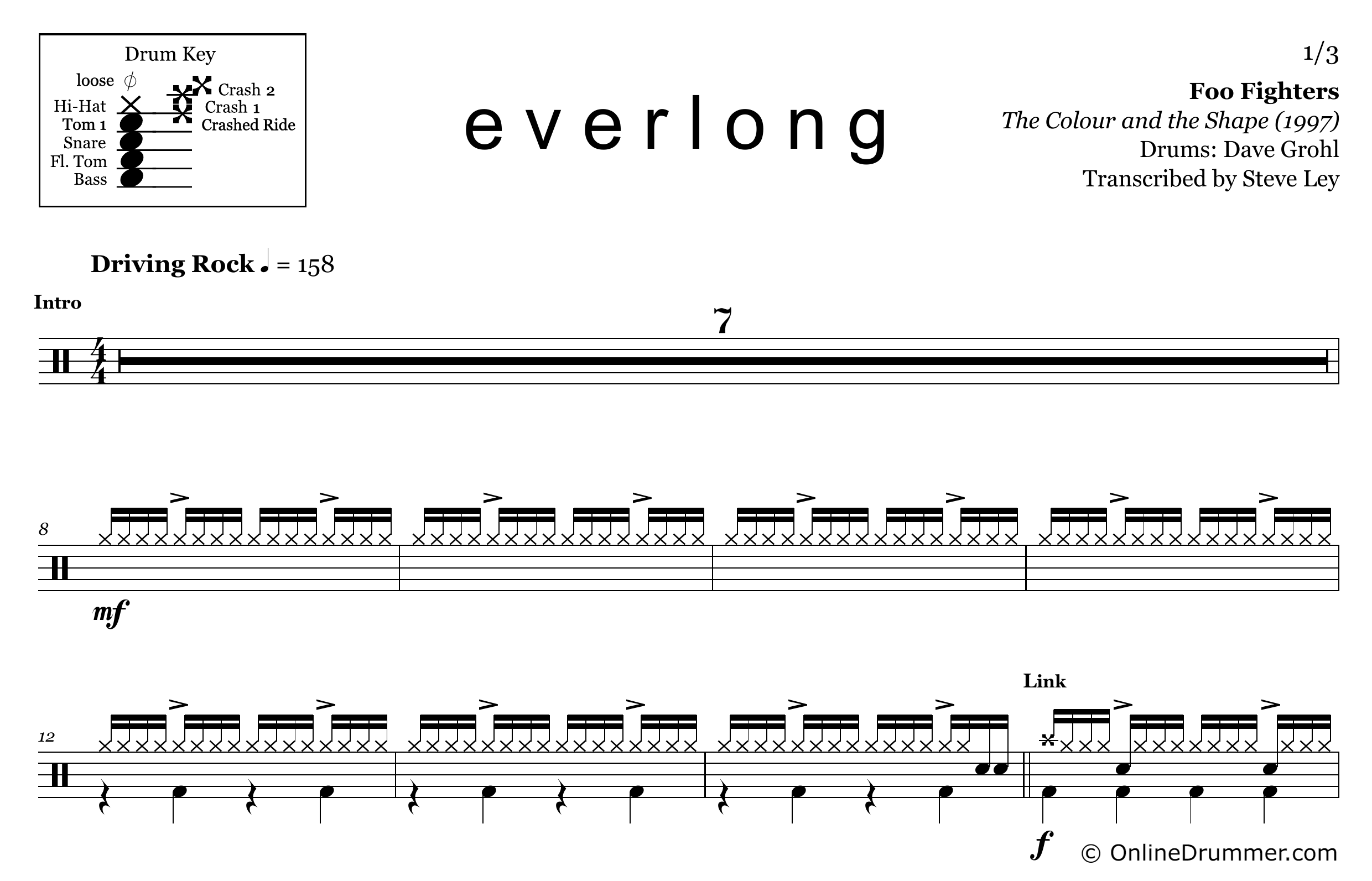 Everlong - Foo Fighters - Drum Sheet Music
