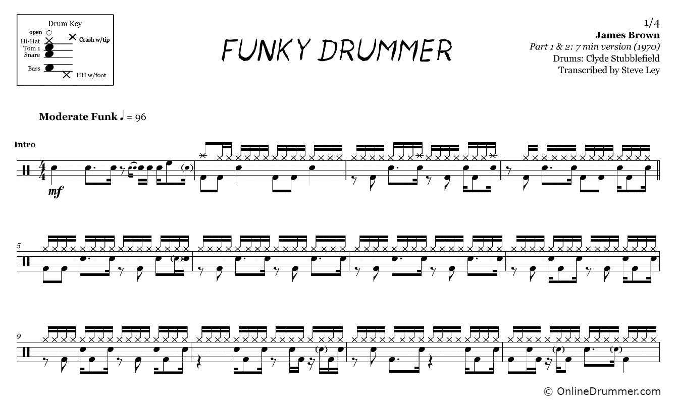 Funky Drummer - James Brown - Drum Sheet Music