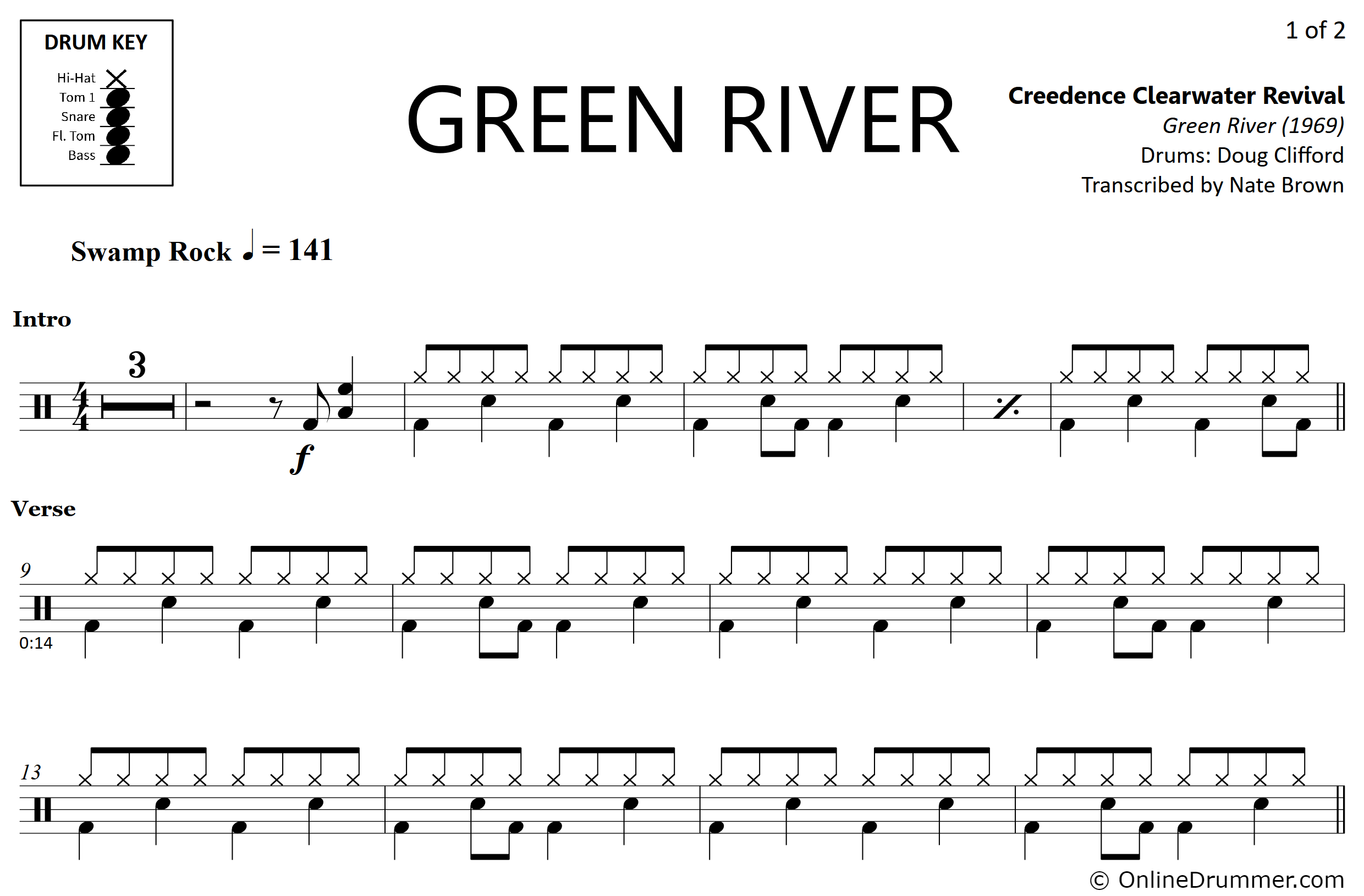 Green River - Creedence Clearwater Revival - Drum Sheet Music