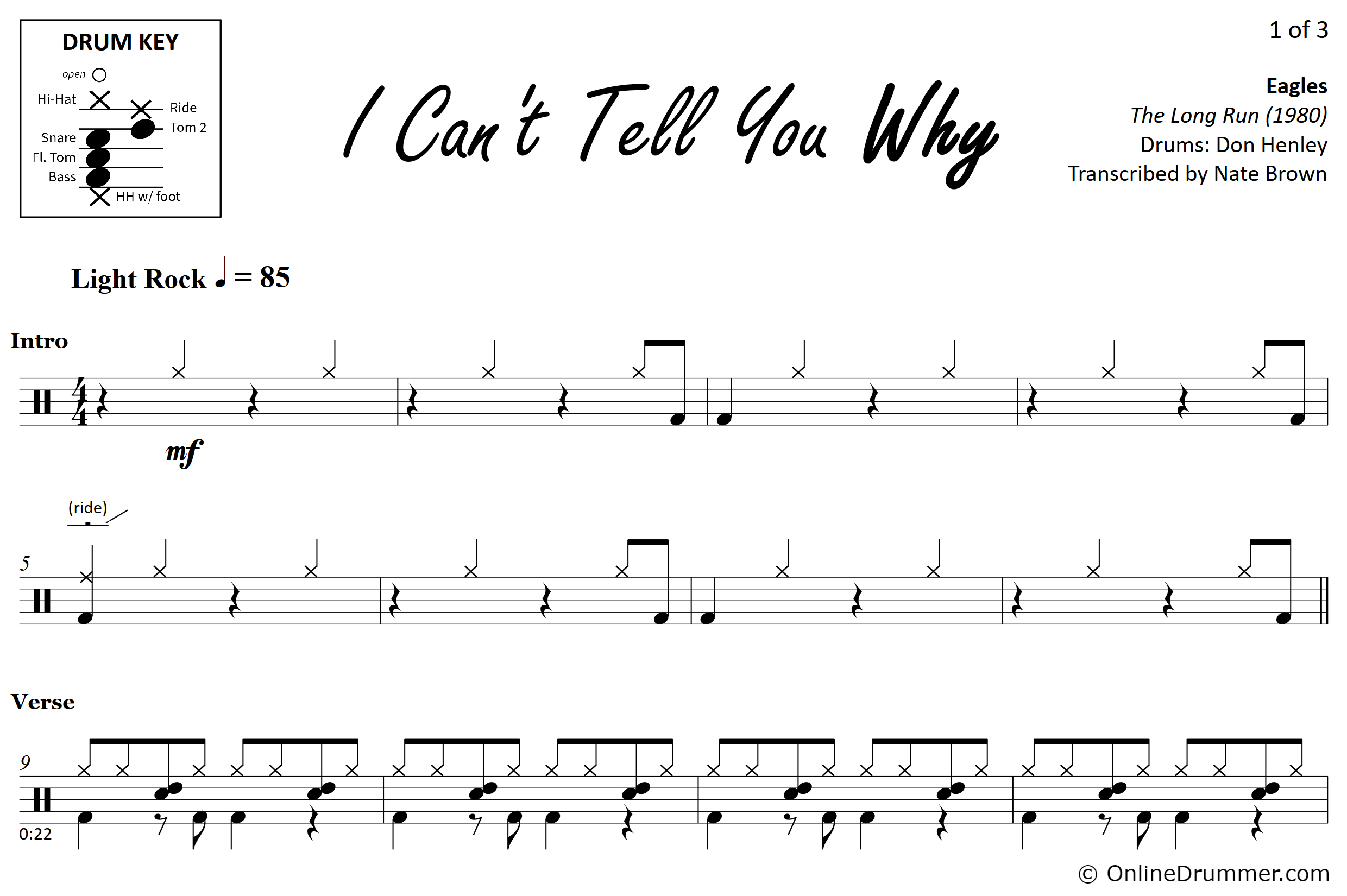 I Can't Tell You Why - Eagles - Drum Sheet Music