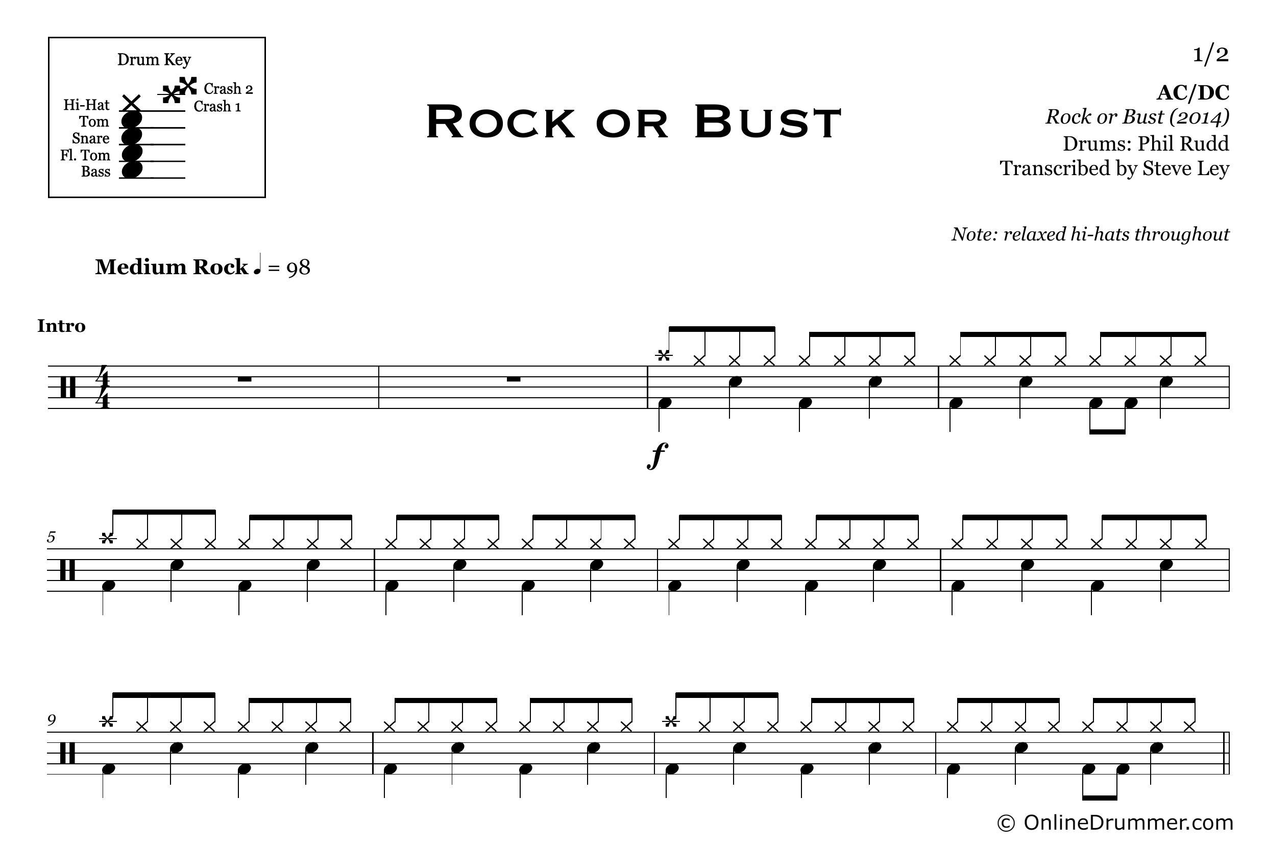 Rock or Bust - ACDC - Drum Sheet Music