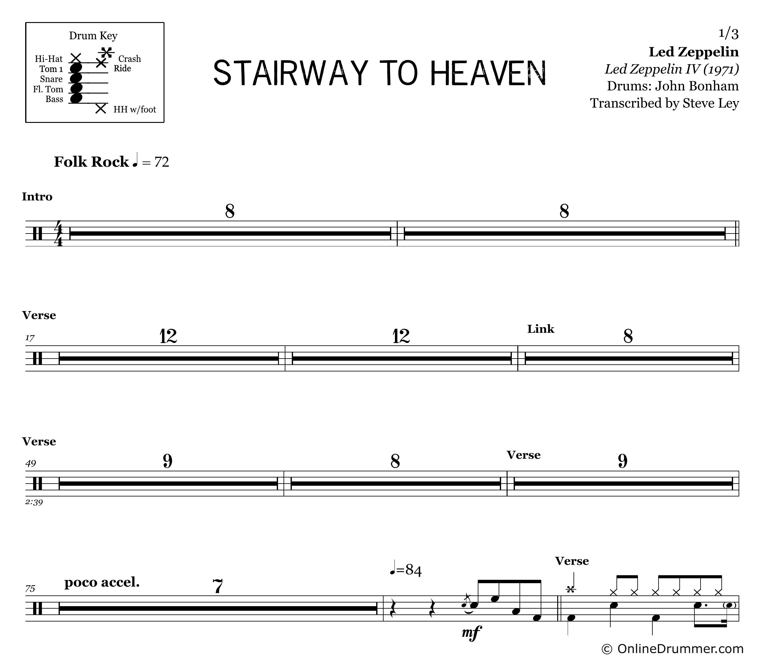 Stairway To Heaven - Led Zeppelin - Drum Sheet Music