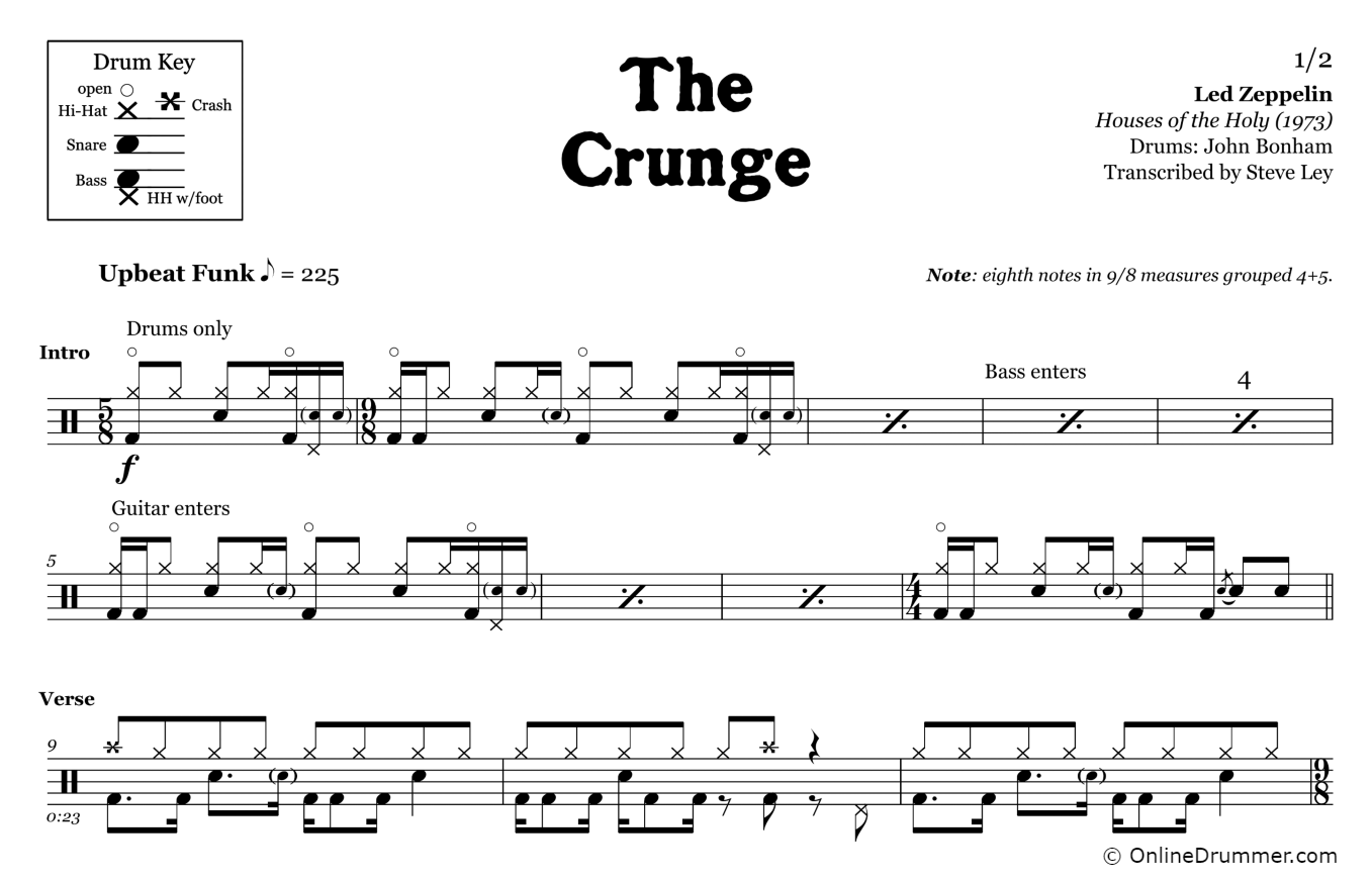 The Crunge - Led Zeppelin - Drum Sheet Music