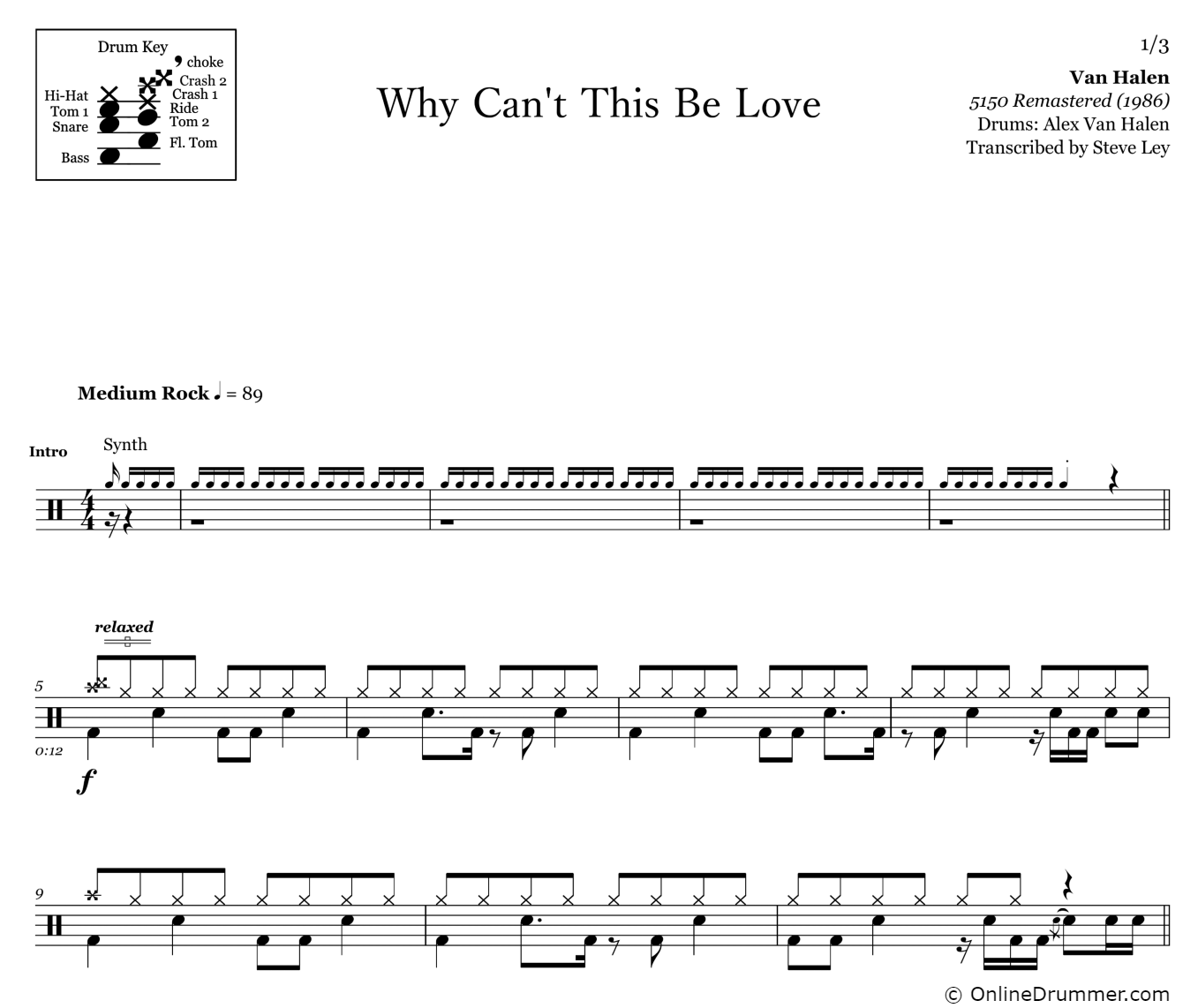 Why Can't This Be Love - Van Halen - Drum Sheet Music