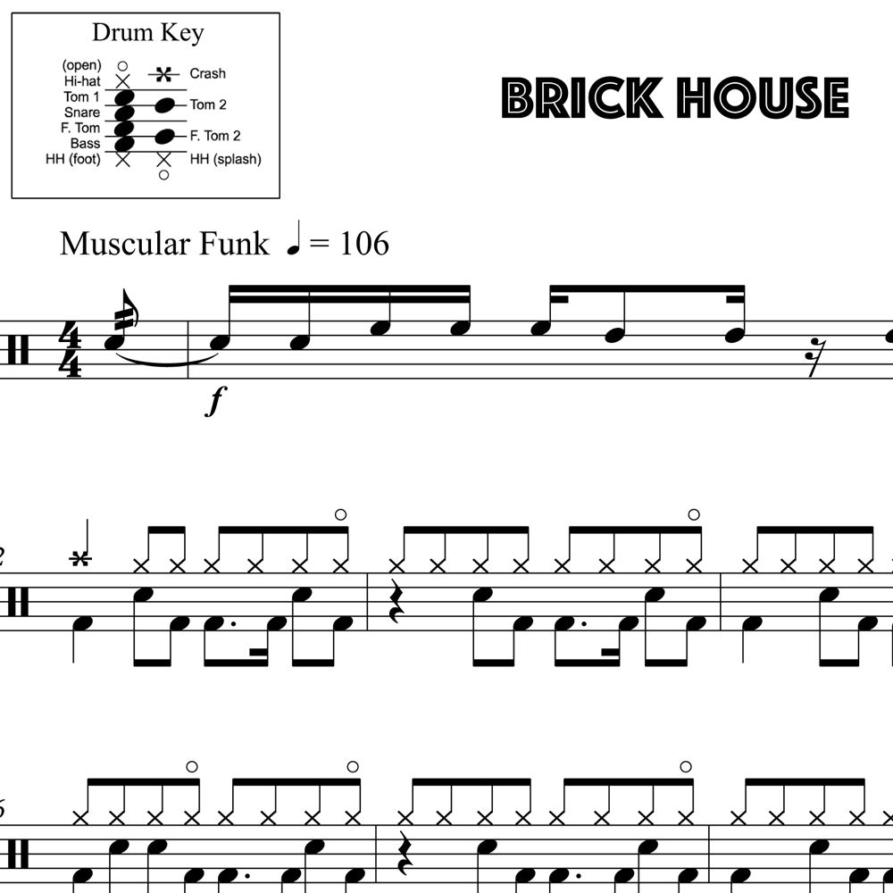 Brick House - Commodores - Drum Sheet Music