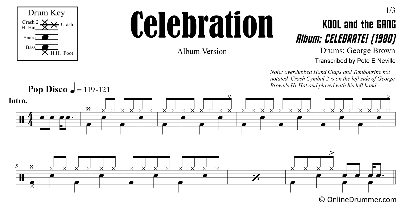 Celebration - Kool and the Gang - Drum Sheet Music