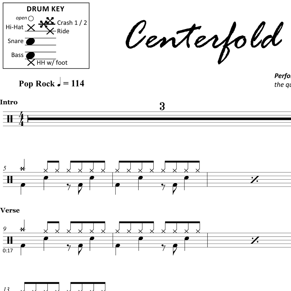 Centerfold - The J. Geils Band - Drum Sheet Music