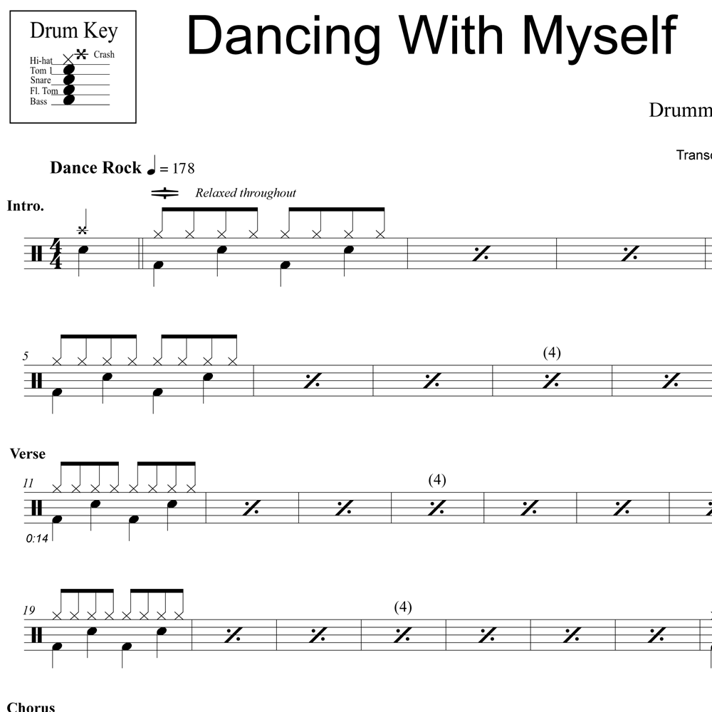 Dancing With Myself - Billy Idol - Drum Sheet Music