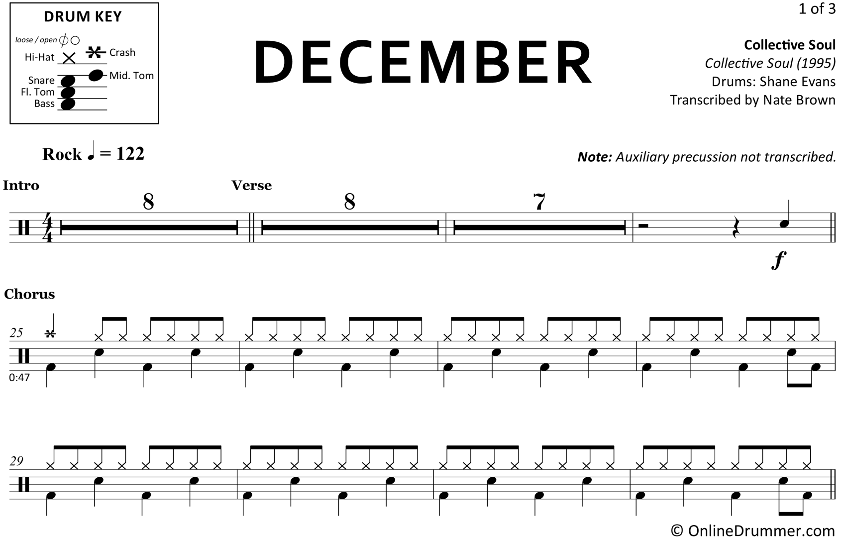 December - Collective Soul - Drum Sheet Music
