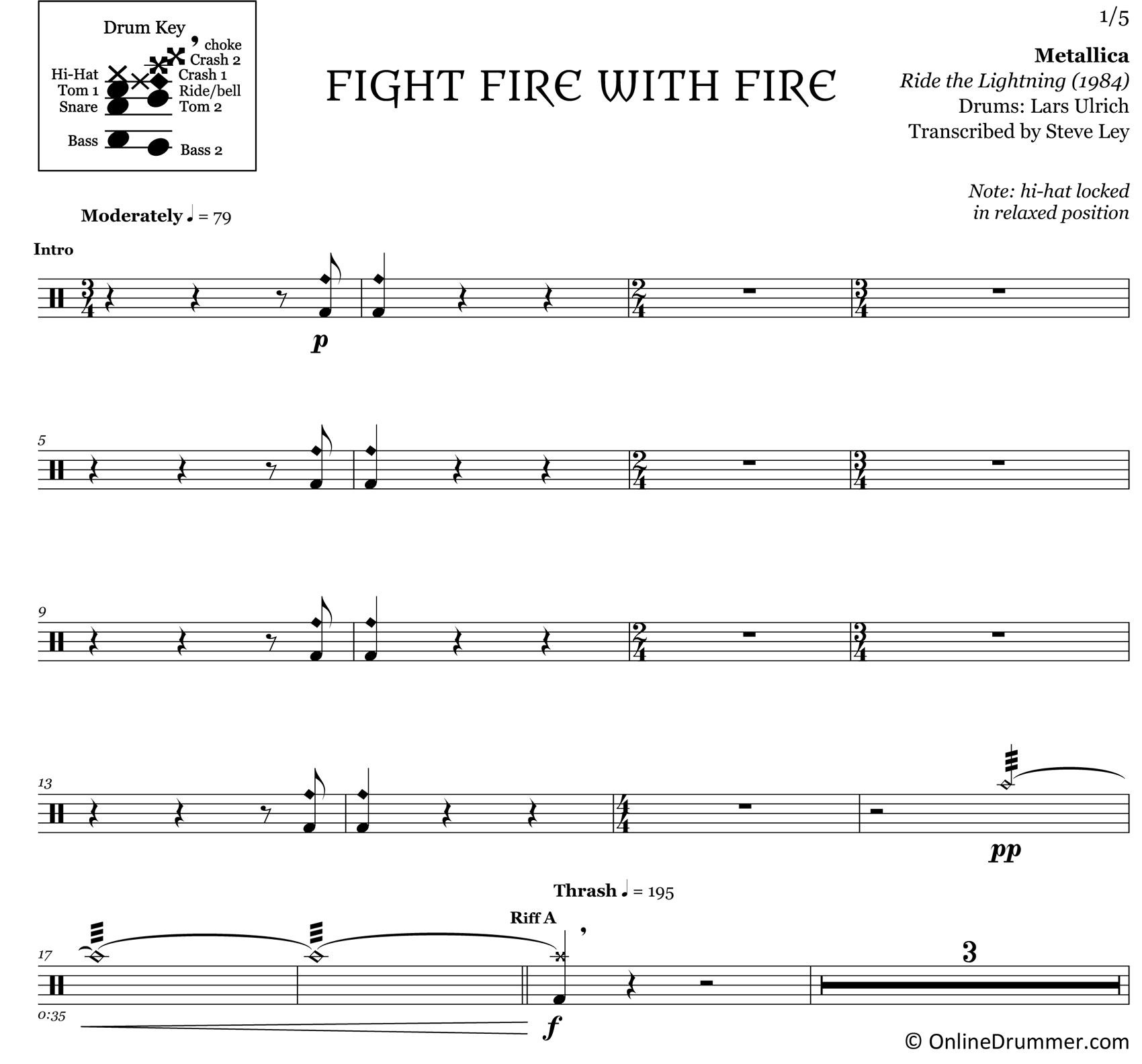 Fight Fire with Fire - Metallica - Drum Sheet Music