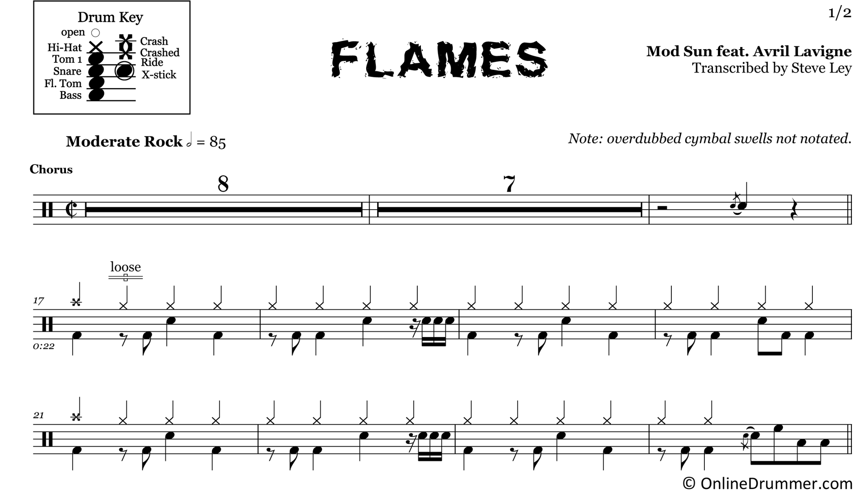 Flames - Mod Sun (Feat. Avril Lavigne) - Drum Sheet Music
