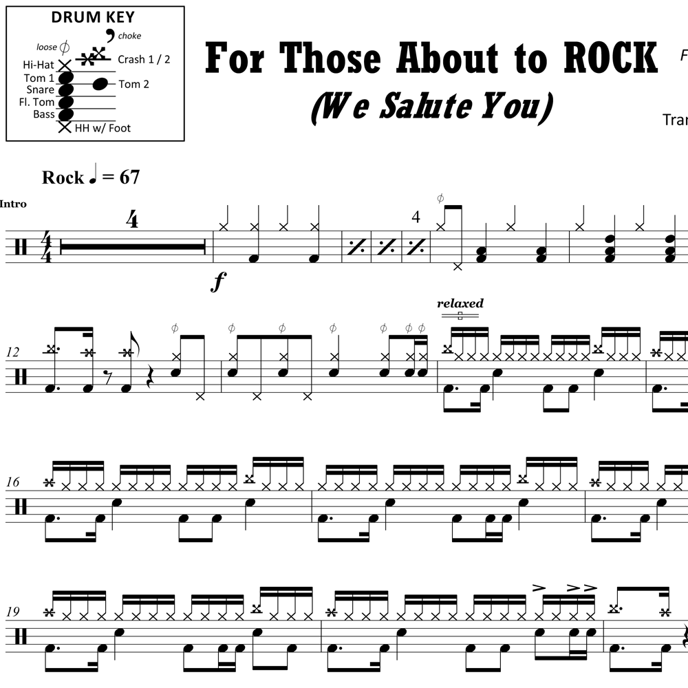 For Those About To Rock (We Salute You) - ACDC - Drum Sheet Music