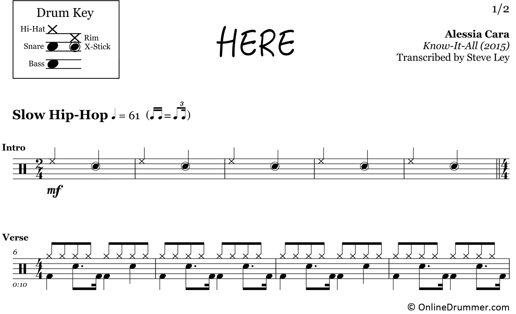 Here - Alessia Cara - Drum Sheet Music