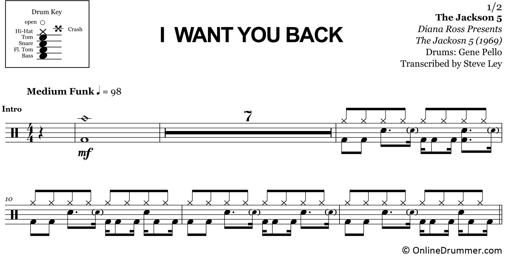 I Want You Back - The Jackson 5 - Drum Sheet Music