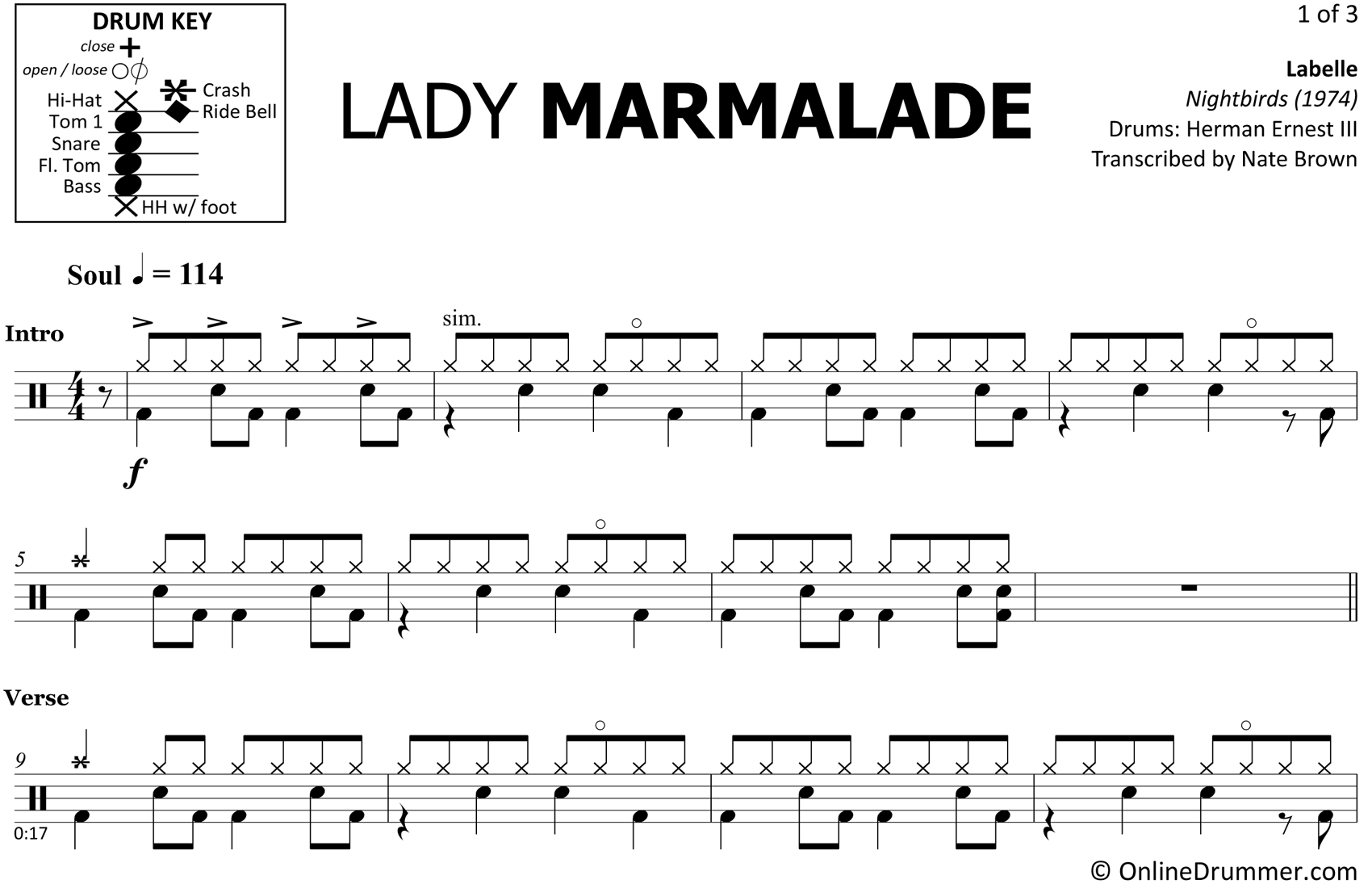 Lady Marmalade - Labelle - Drum Sheet Music