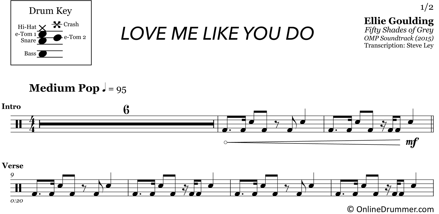 Love Me Like You Do - Ellie Goulding - Drum Sheet Music