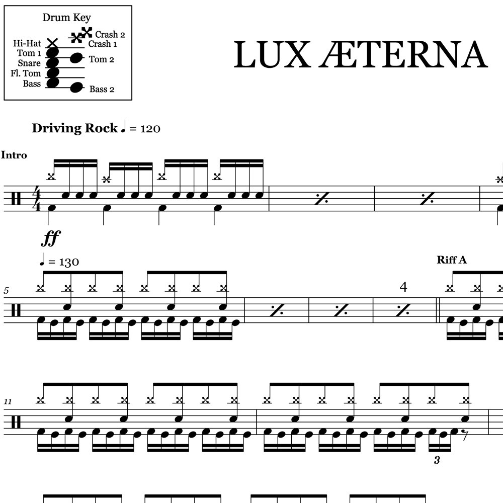 LuxAEterna - Metallica - Drum Sheet Music