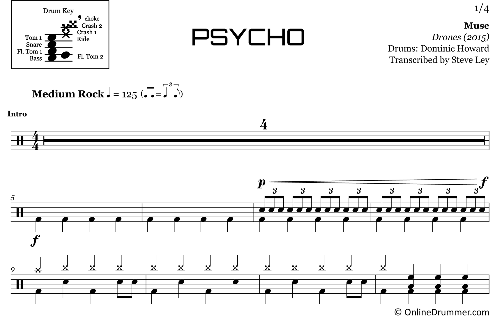 Psycho - Muse - Drum Sheet Music