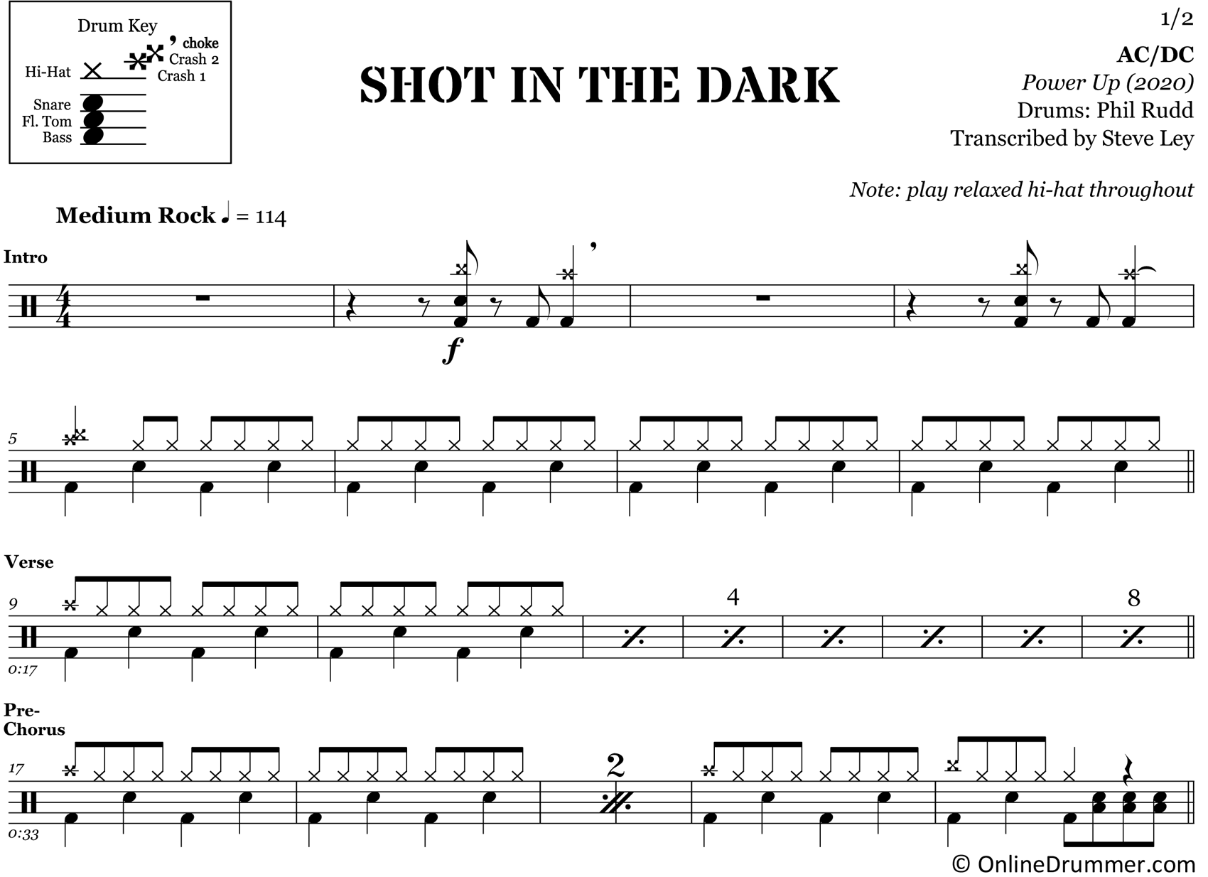 Shot in the Dark - ACDC - Drum Sheet Music