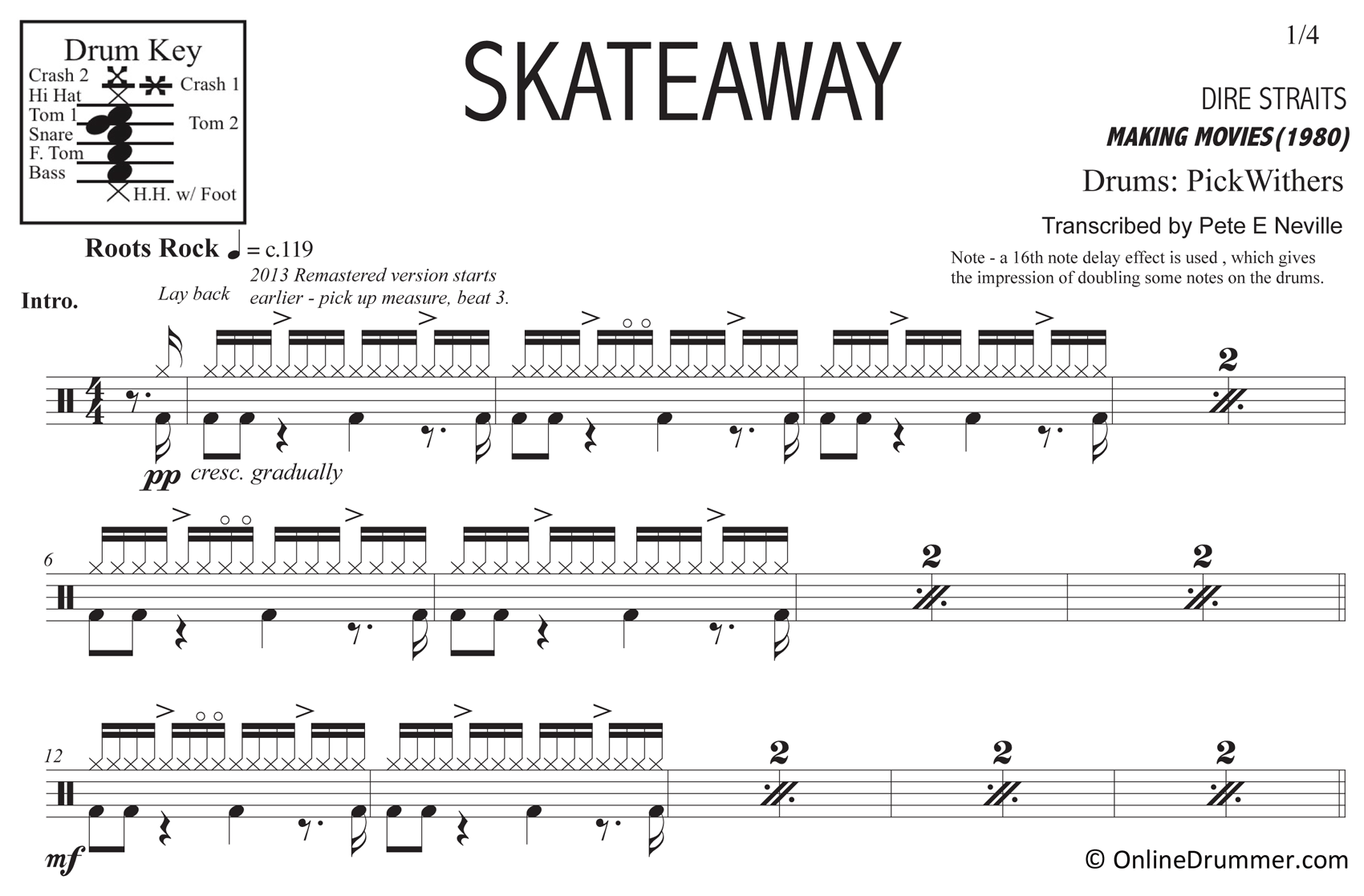 Skateaway - Dire Straits - Drum Sheet Music