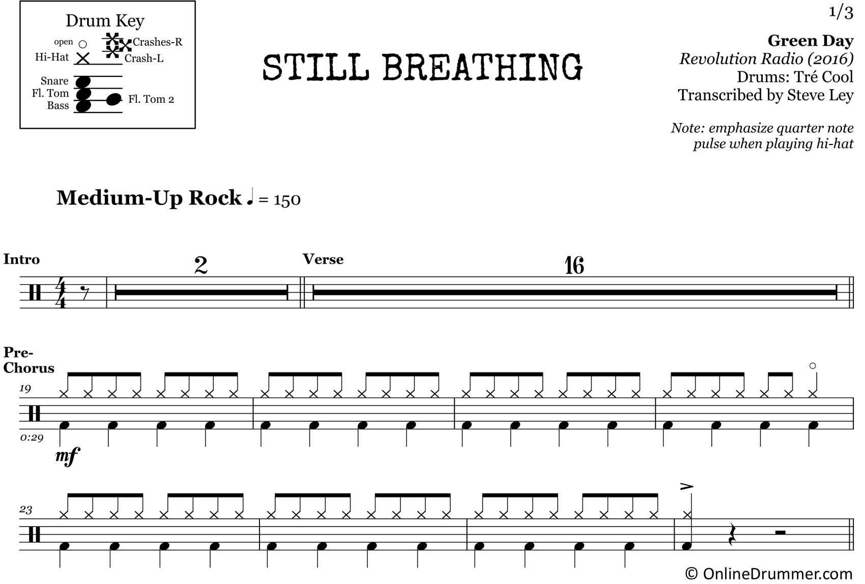 Still Breathing - Green Day - Drum Sheet Music