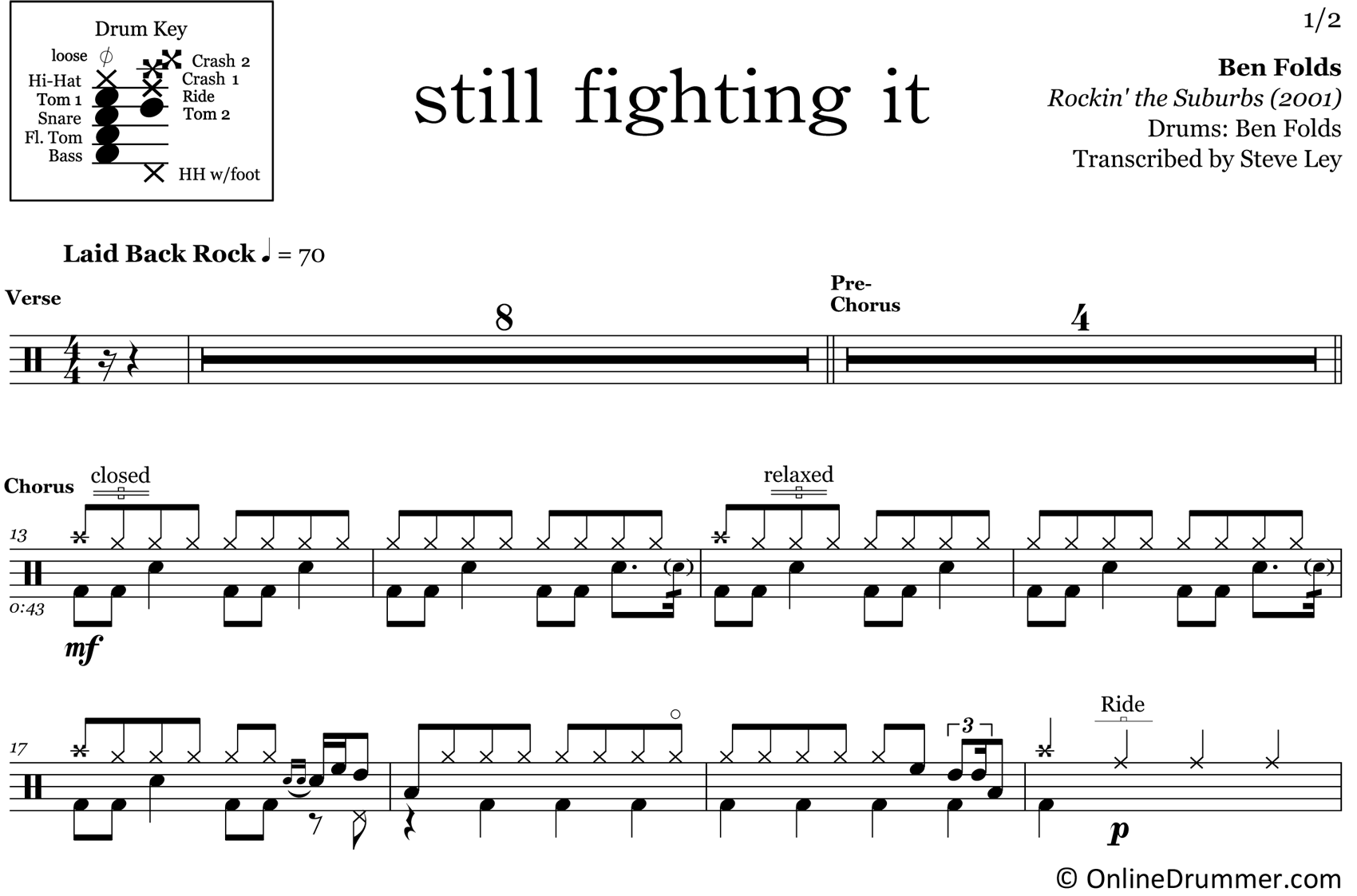 Still Fighting It - Ben Folds - Drum Sheet Music