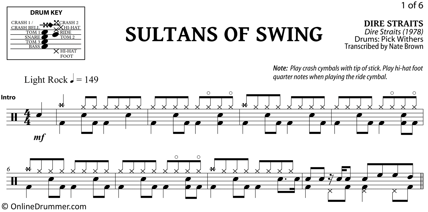 Sultans of Swing - Dire Straits - Drum Sheet Music