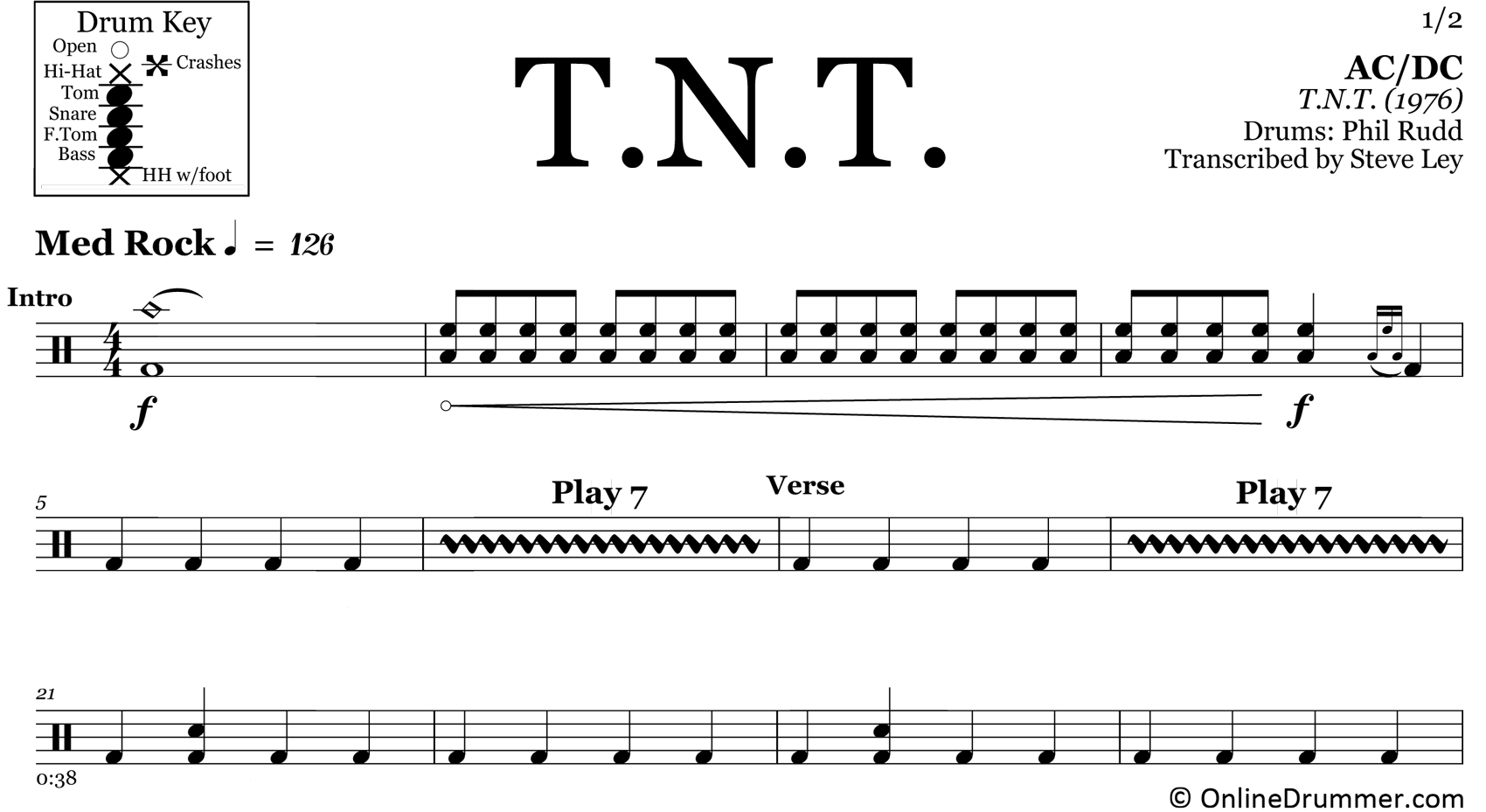 T.N.T. - ACDC - Drum Sheet Music