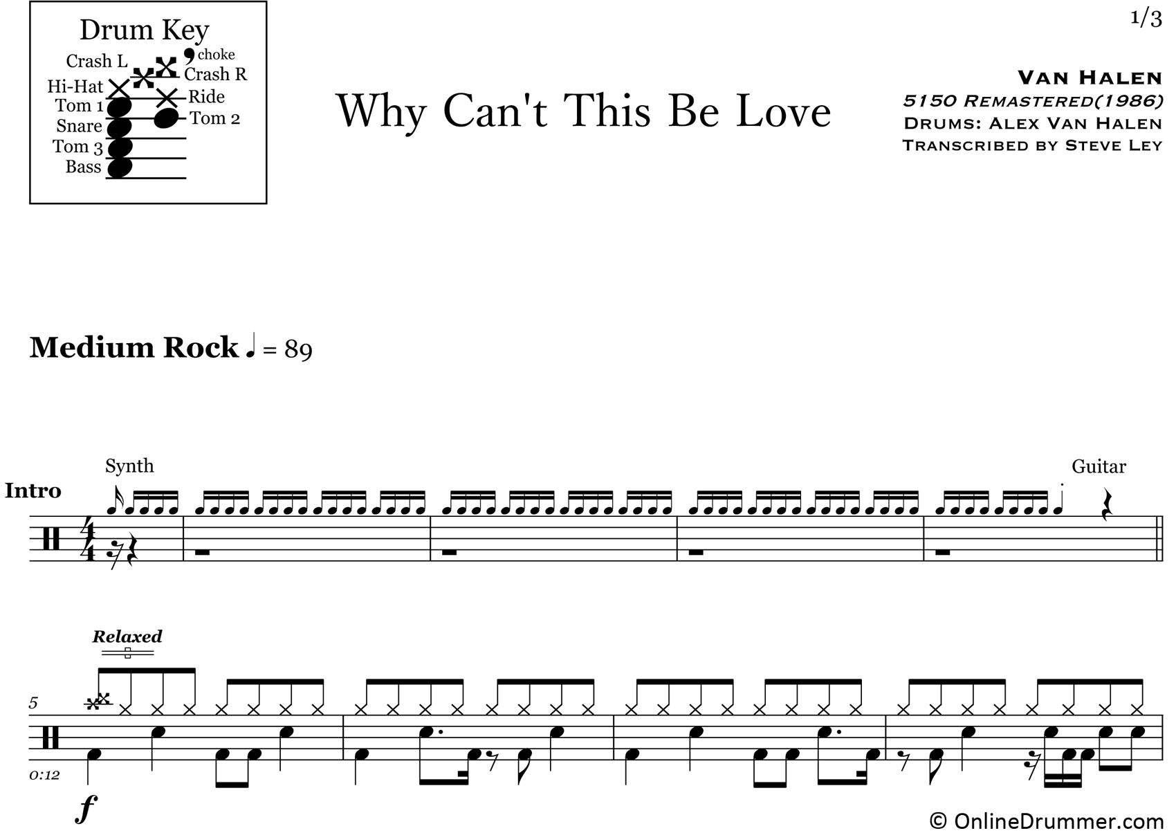 Why Can't This Be Love - Van Halen - Drum Sheet Music