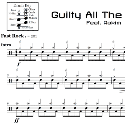 Guilty All The Same - Linkin Park - Drum Sheet Music