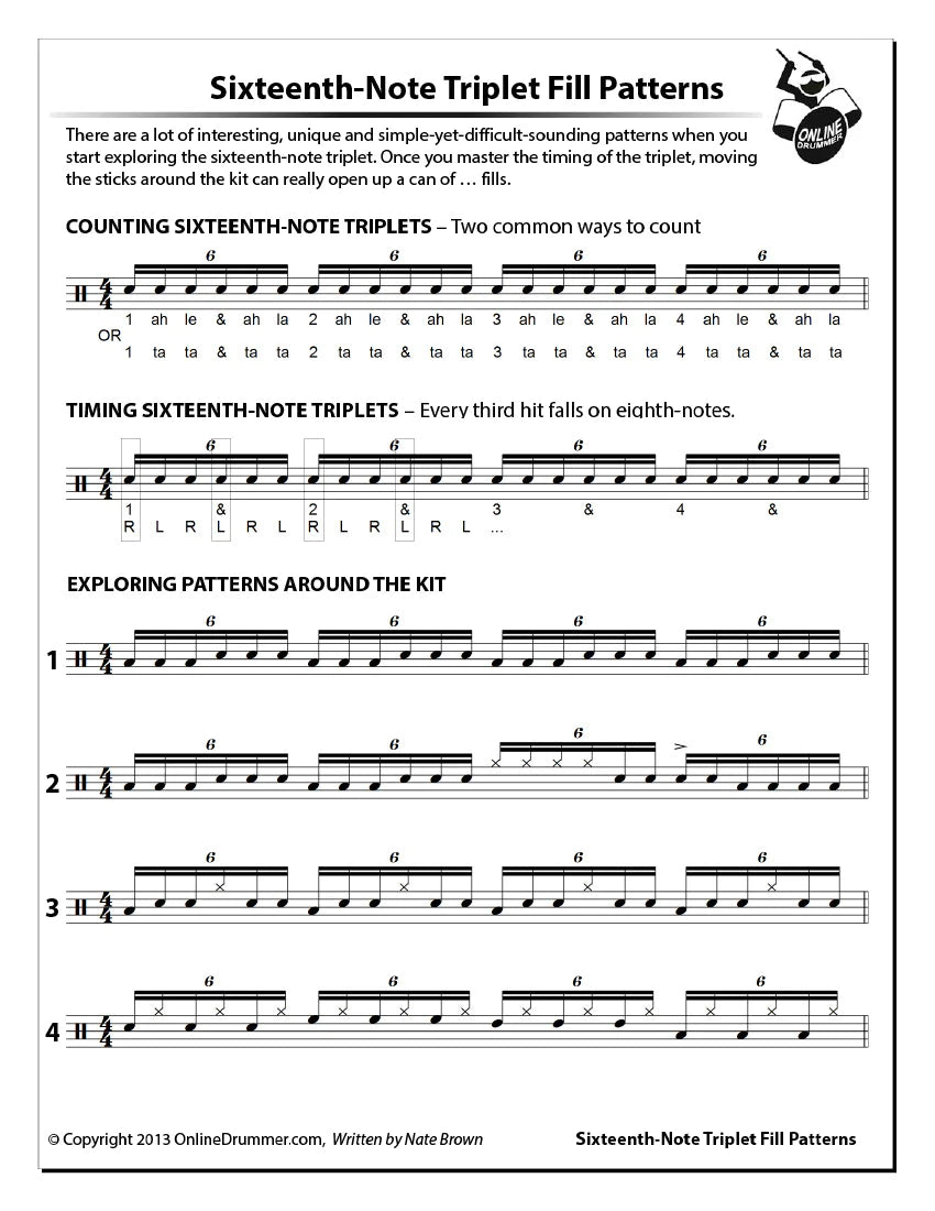 Basic Sixteenth Note Pattern Sixteenth-Note Triplet Fill Pattern