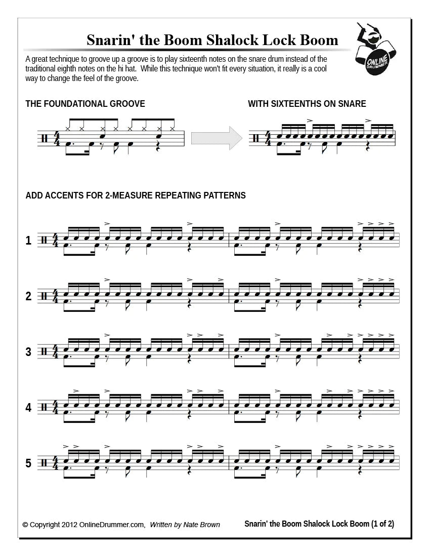 Snarin' The Boom Shalock Lock Boom - Drum Lesson