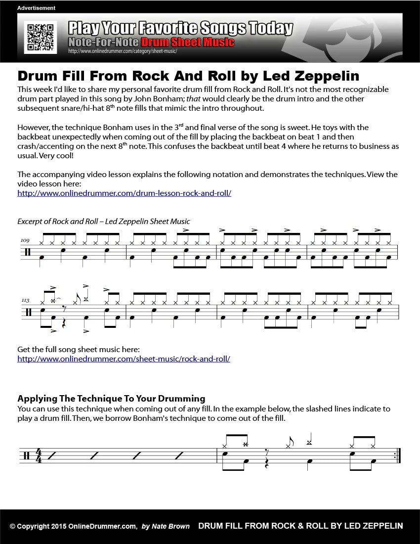 Drum Fill from Rock And Roll by Led Zeppelin