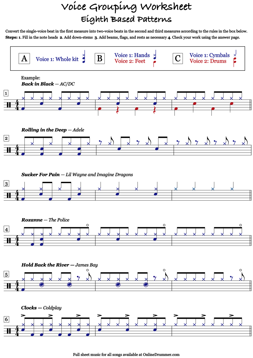 Identifying The Voices In Your Groove - Worksheet