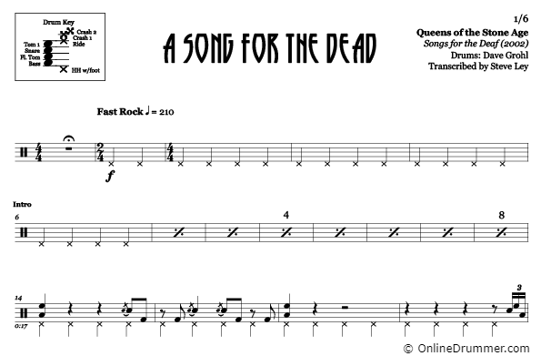A Song for the Dead - Queens of the Stone Age - Drum Sheet Music