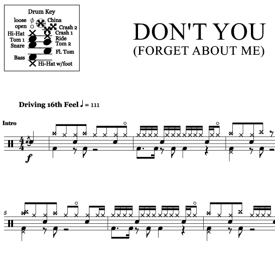 Don t You Forget About Me Simple Minds Drum Sheet Music Don t you forget about me simple minds drum sheet music