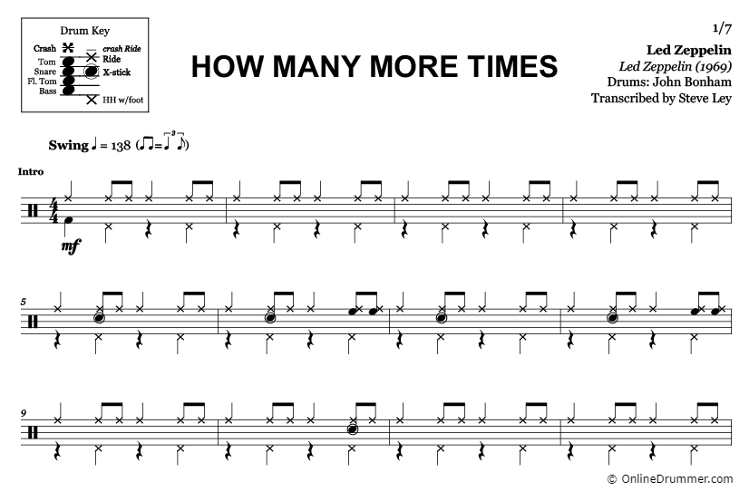 How Many More Times - Led Zeppelin - Drum Sheet Music