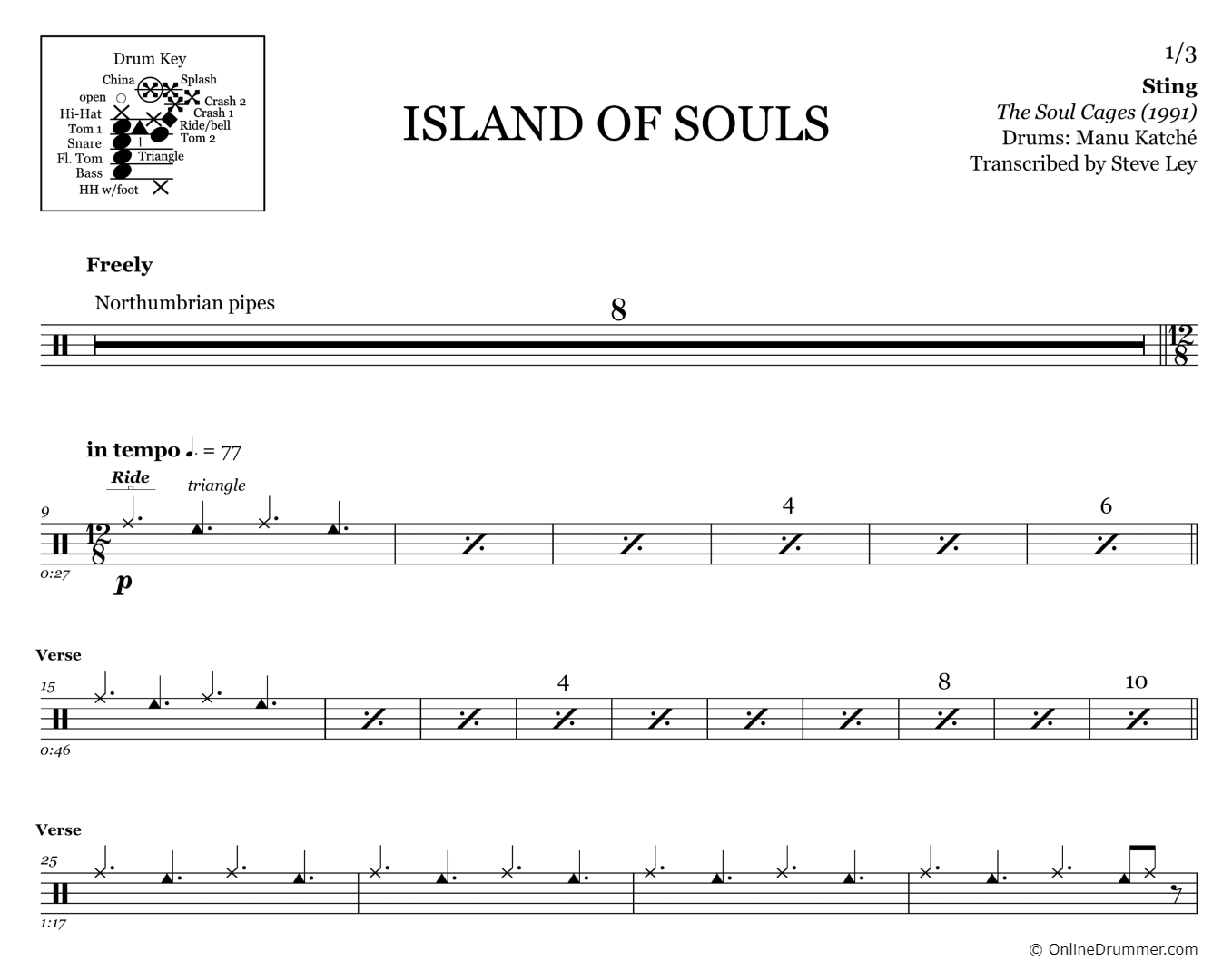Island of Souls - Sting - Drum Sheet Music