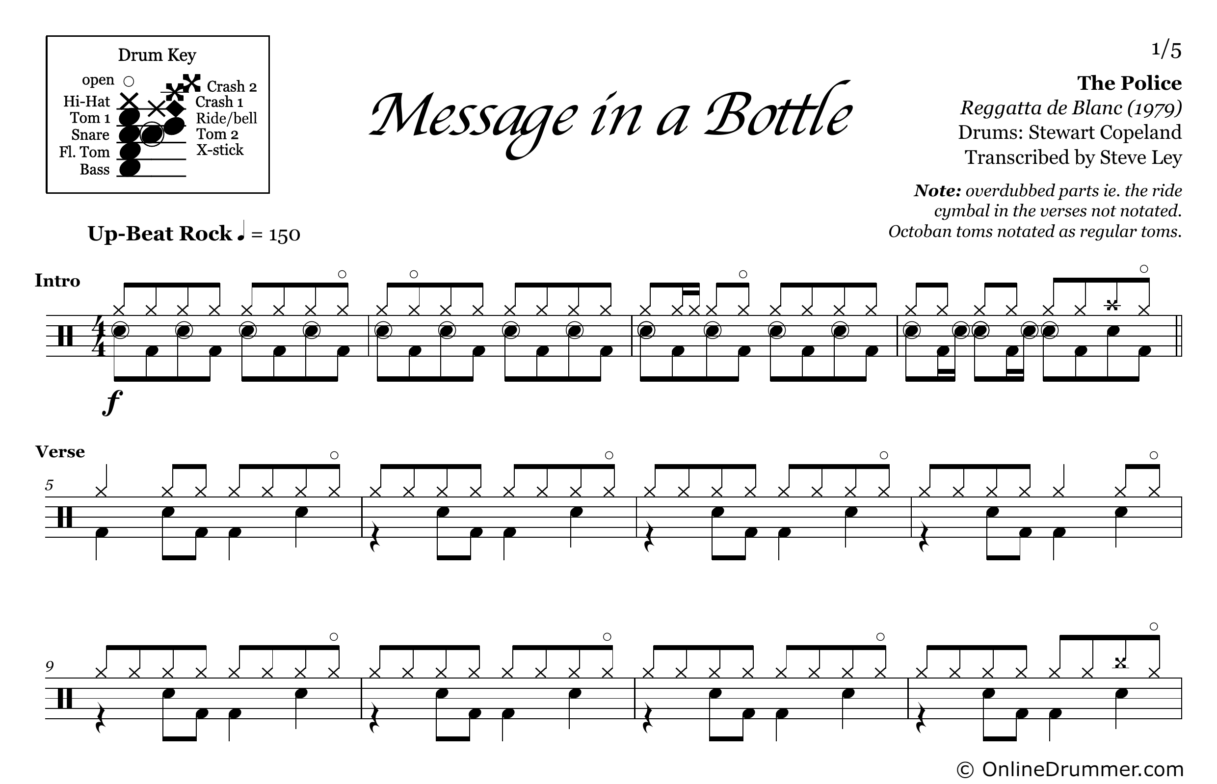 Message in a Bottle - The Police - Drum Sheet Music