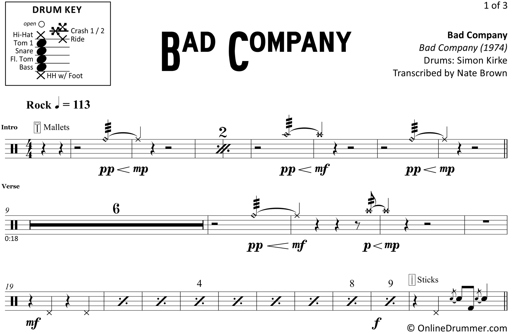 Bad Company - Bad Company - Drum Sheet Music
