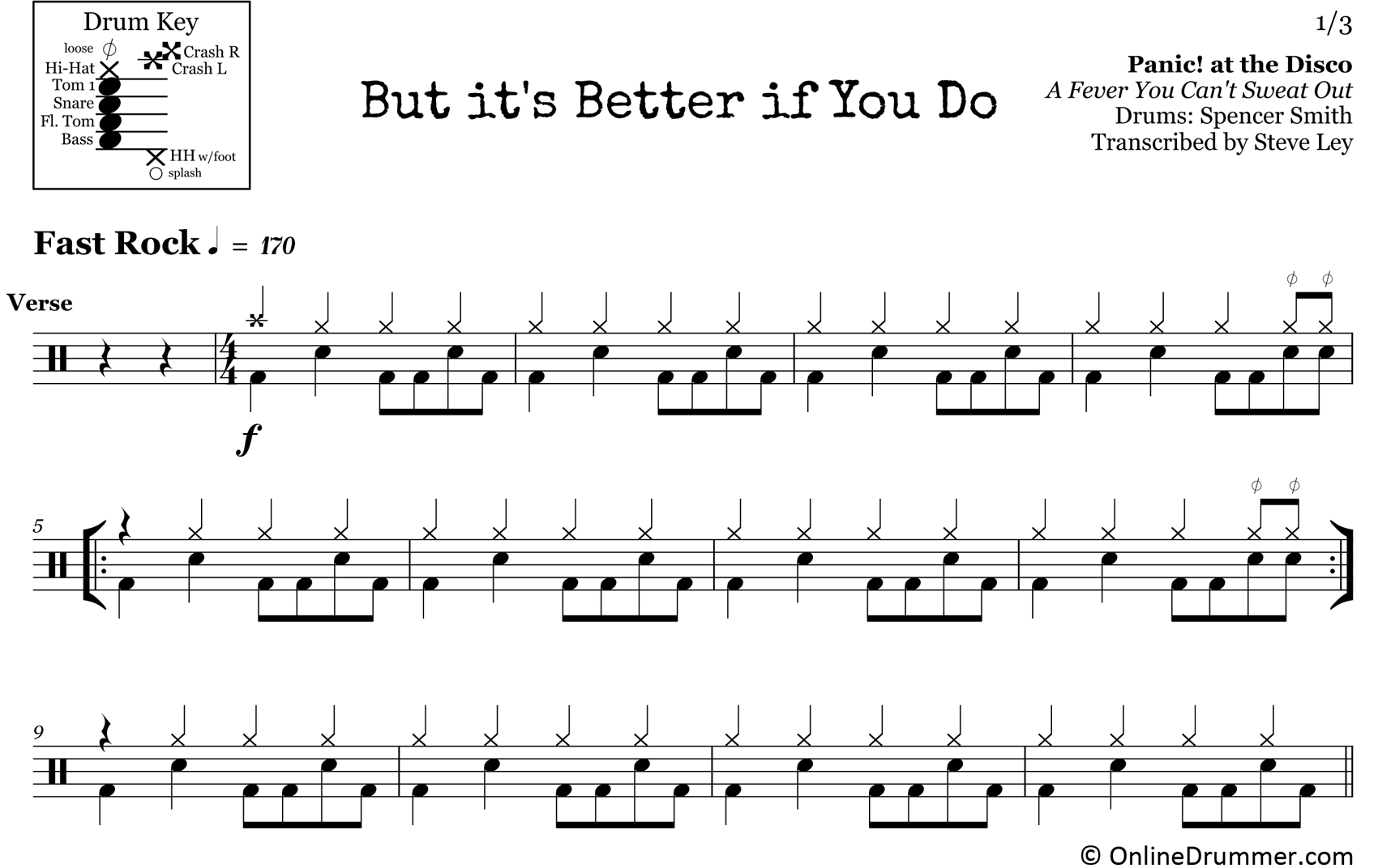 But It's Better If You Do - Panic! At The Disco - Drum Sheet Music