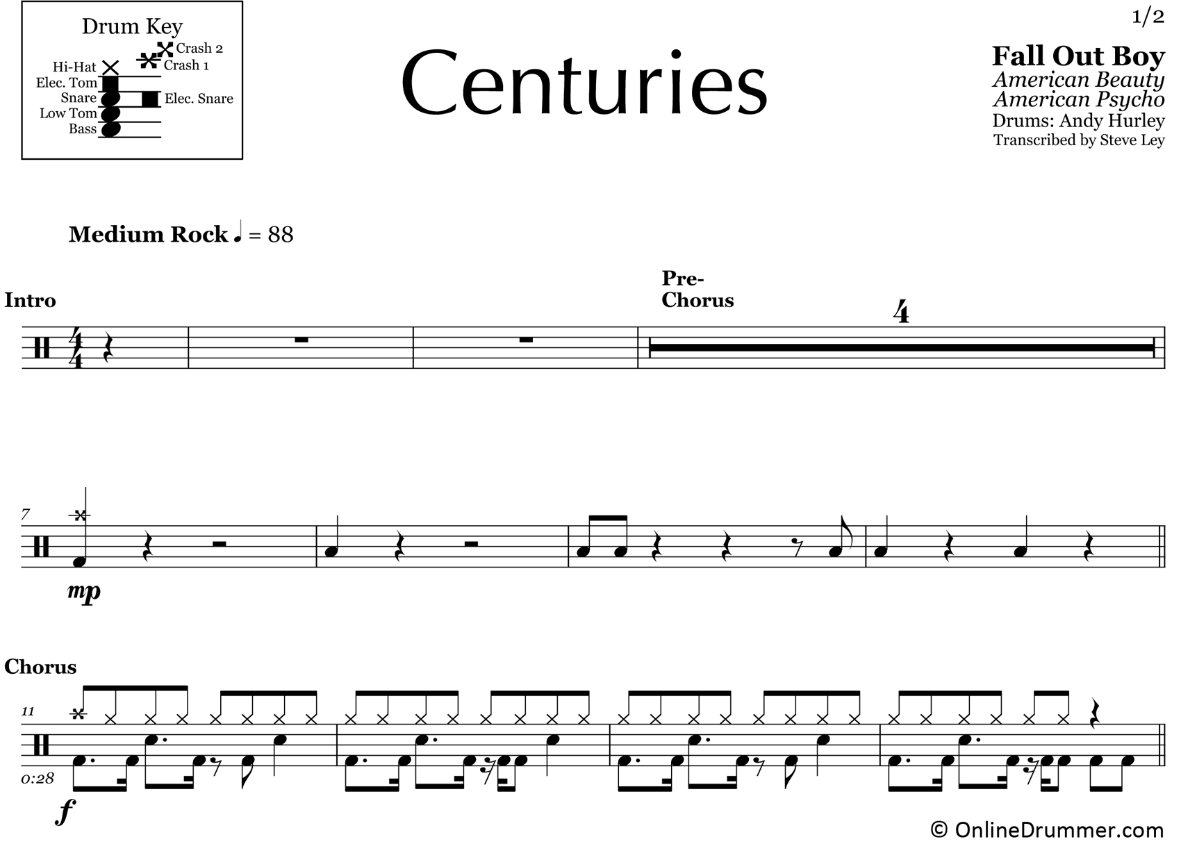 Centuries - Fall Out Boy - Drum Sheet Music