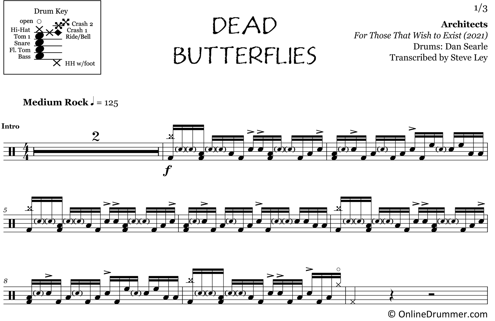 Dead Butterflies - Architects - Drum Sheet Music