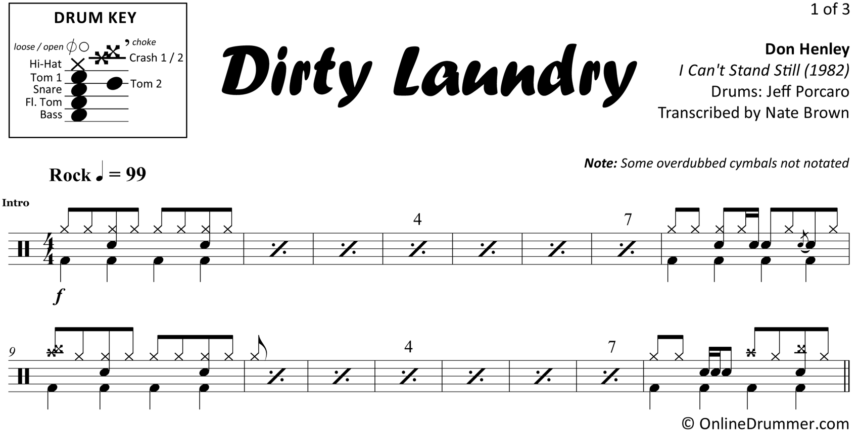 Dirty Laundry - Don Henley - Drum Sheet Music