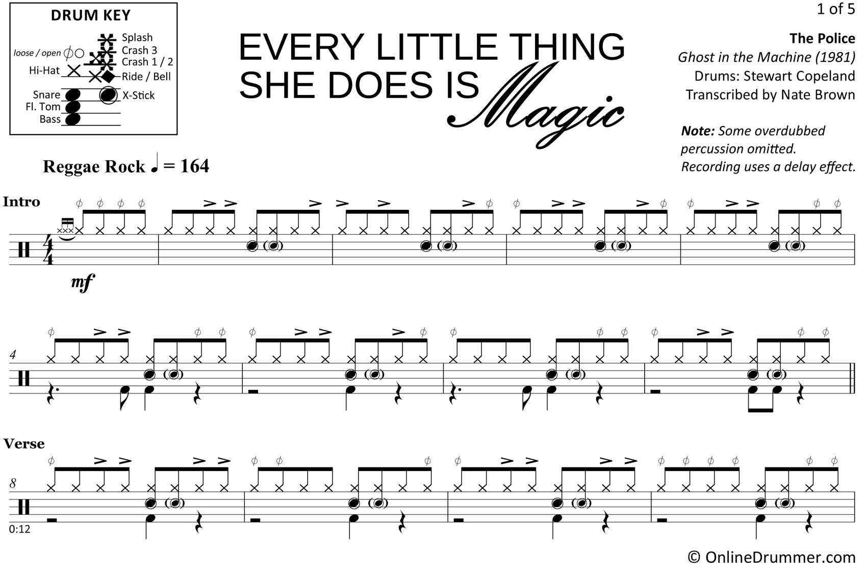 Every Little Thing She Does is Magic - The Police - Drum Sheet Music
