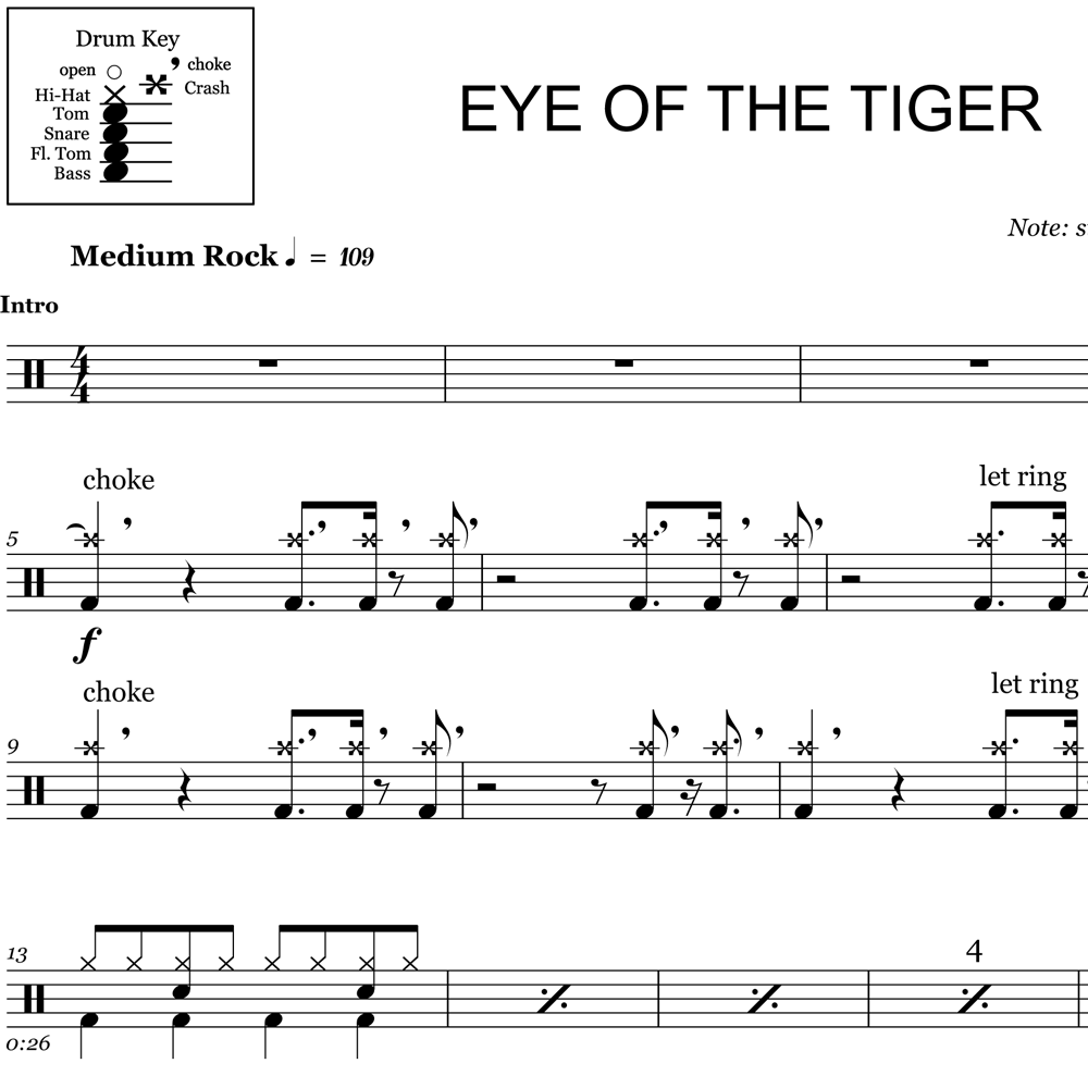 Eye Of The Tiger Sheet Music, Survivor
