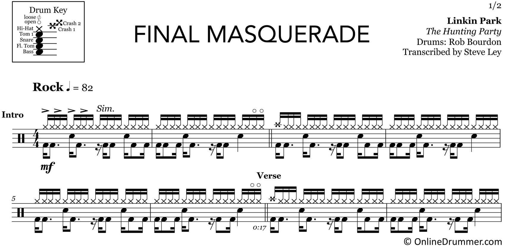 Final Masquerade - Linkin Park - Drum Sheet Music